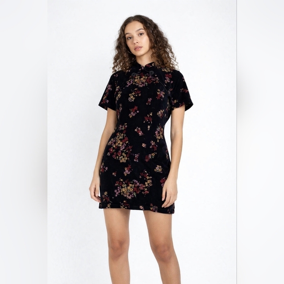Obey Dresses & Skirts - Obey Mel Dress Floral Mini Mandarin Collar Whimisgoth Dark Academia Velour S